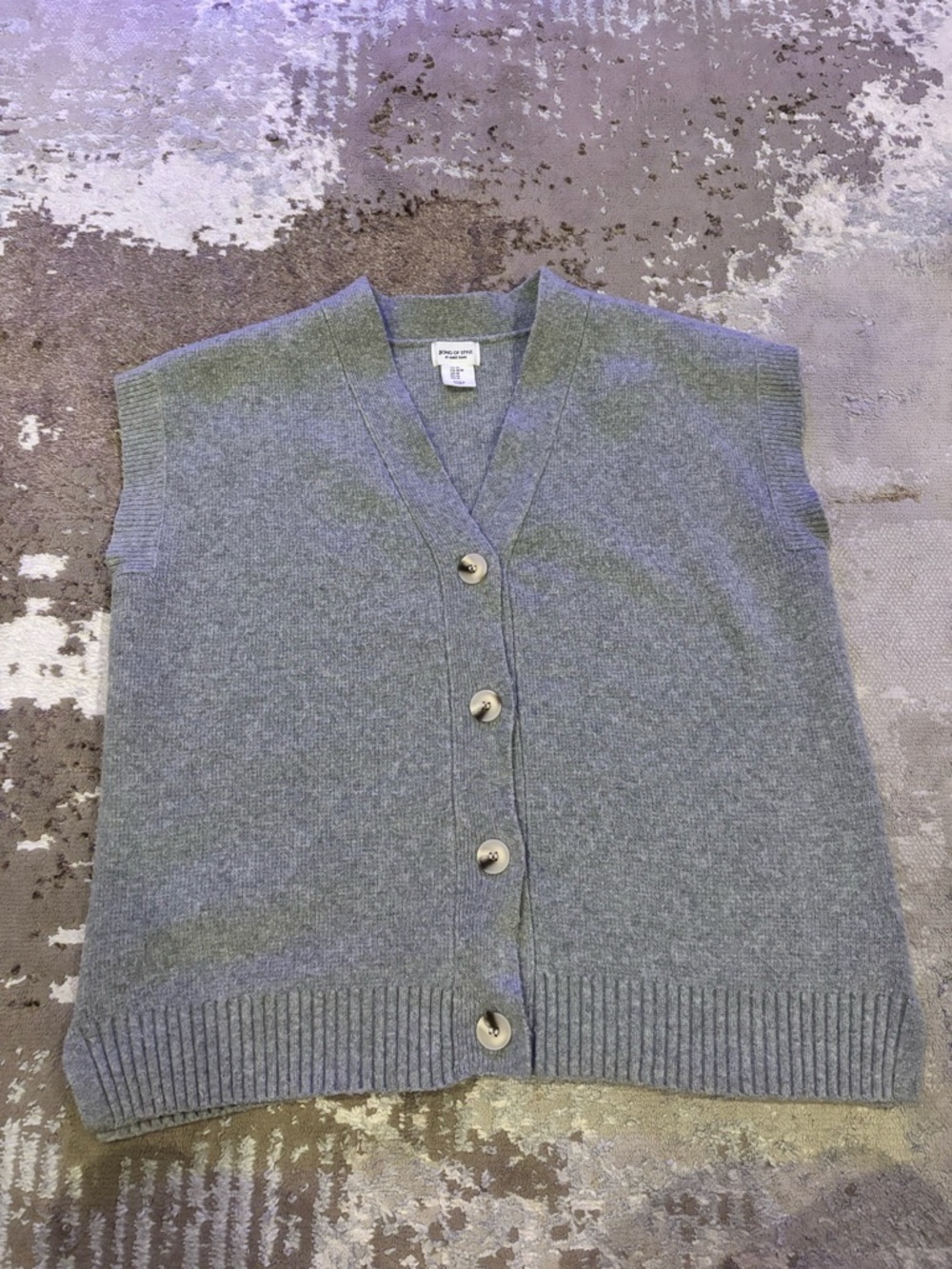 Gray Button-Front Sweater Vest